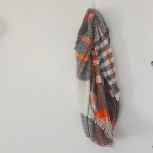 Orange Plaid Infinity Scarf